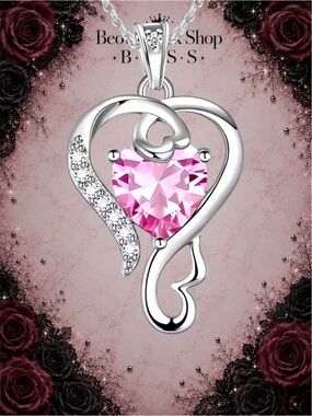Exclusively Fancy Pink Heart Cubic Zirconia Pendant Necklace – New